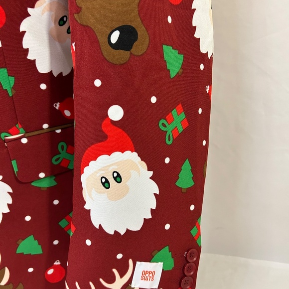 Oppo Suits Christmas Holiday Santa/ Rudolph Red Mens Suit Jacket - Picture 9 of 10